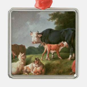 Pastoral Scene Metal Ornament