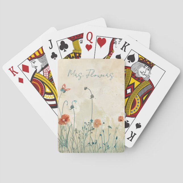 Pastoral Spring Flowers Poker Cards (Back)