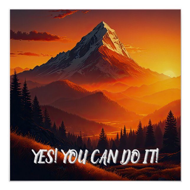 Pastoral Sunset Mountain Landscape Poster (Front)