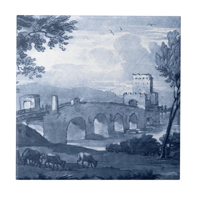 Pastoral Toile - Bridge Ceramic Tile (Front)