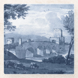 Pastoral Toile - Bridge Glass Coaster