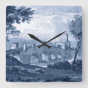 Pastoral Toile - Bridge Square Wall Clock