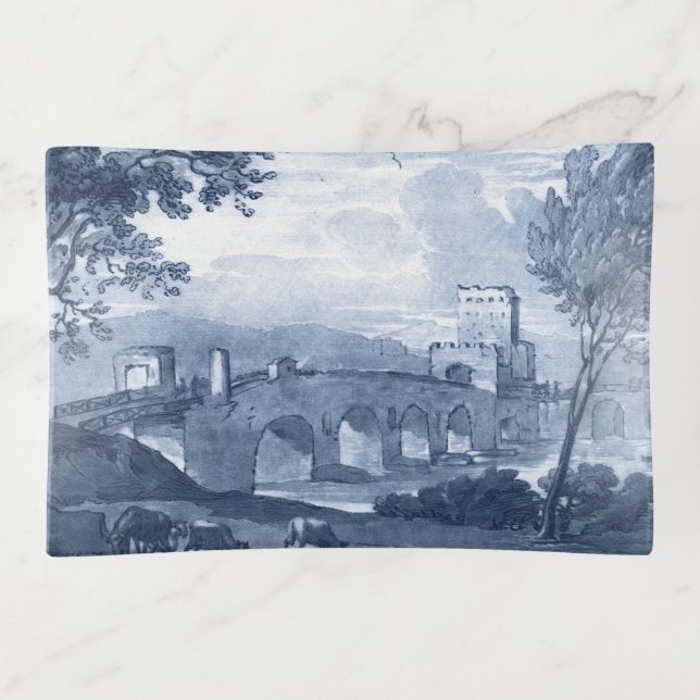 Pastoral Toile - Bridge Trinket Tray (Front)