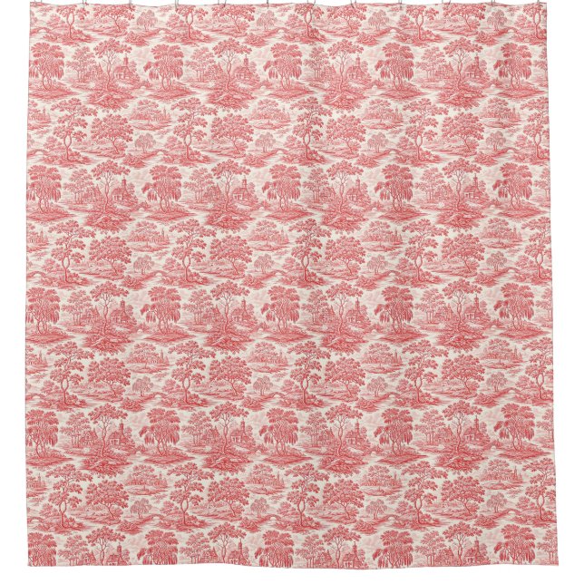 Pastoral Toile in Red Shower Curtain (Front)
