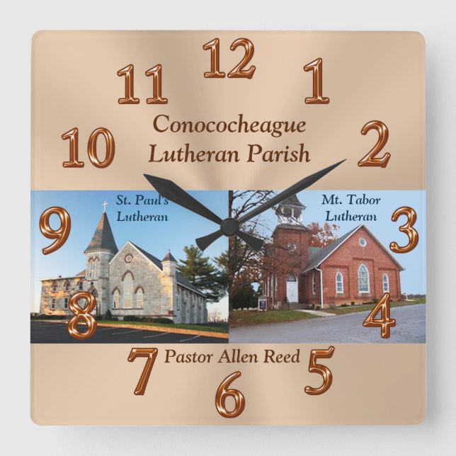 Pastors Appreciation Gifts with Photo and Text Square Wall Clock (Front)