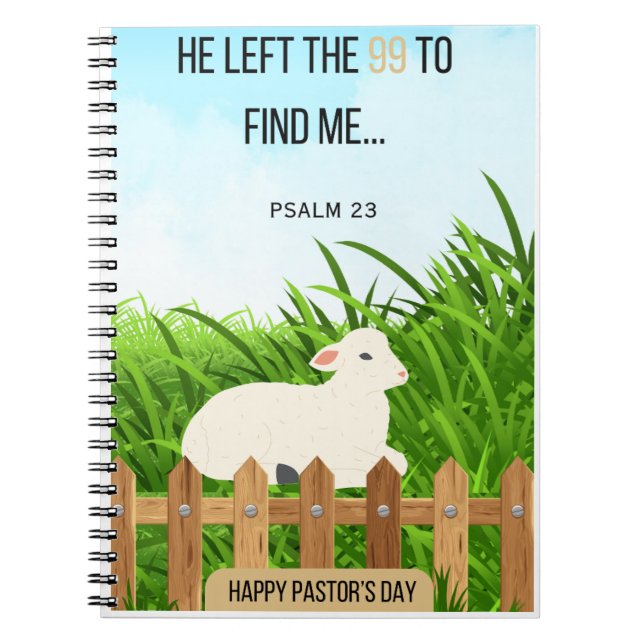 pastors day notebook, sheep notebook, psalms23 notebook (Front)