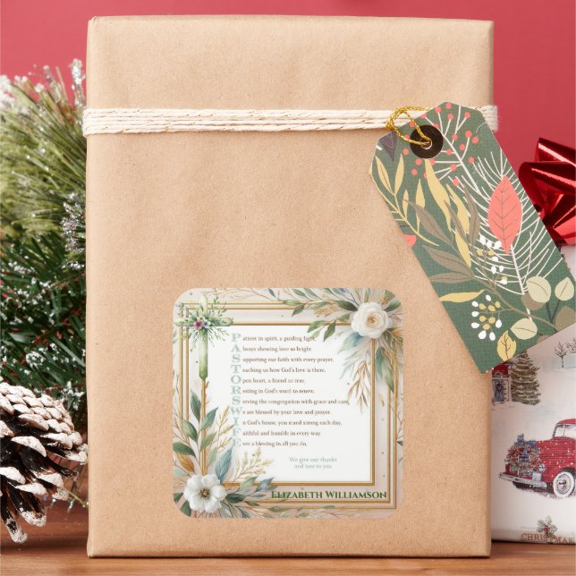 Pastors Wife Appreciation Gift Poem Personalized Square Sticker (Holiday)