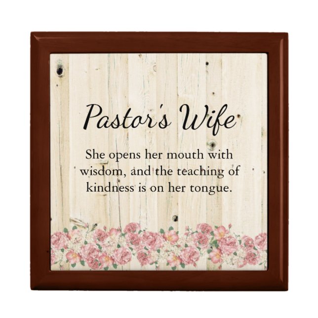 Pastor's Wife Wooden Jewelry Keepsake Box (Front)