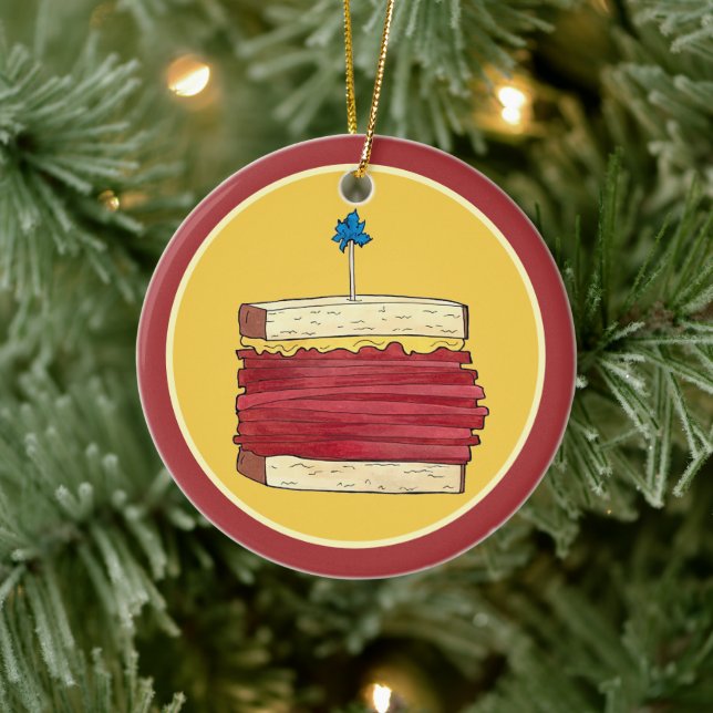 Pastrami on Rye NYC Kosher Jewish Deli Sandwich Ceramic Ornament