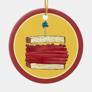 Pastrami on Rye NYC Kosher Jewish Deli Sandwich Ceramic Ornament