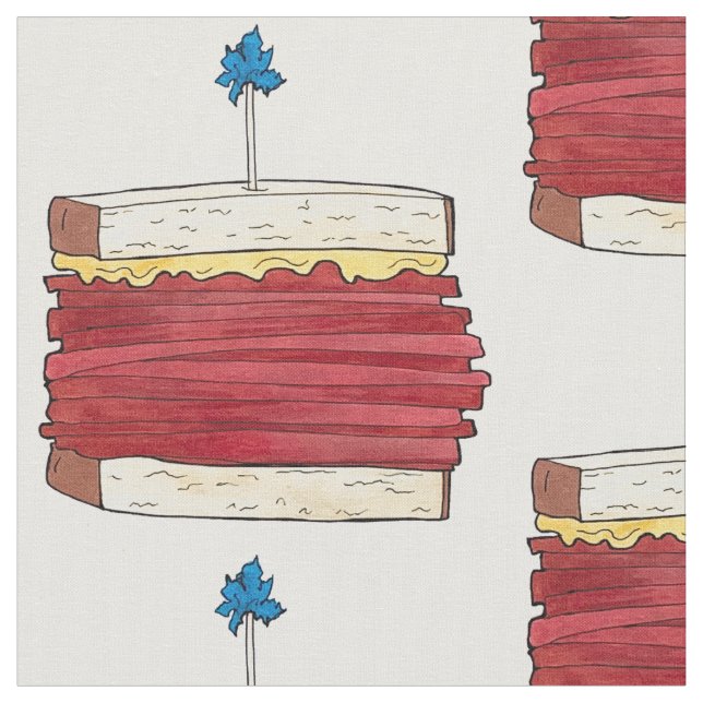Pastrami on Rye NYC Kosher Jewish Deli Sandwich Fabric (Close Up)