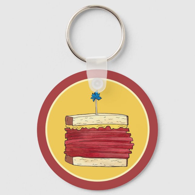 Pastrami on Rye NYC Kosher Jewish Deli Sandwich  Keychain (Front)