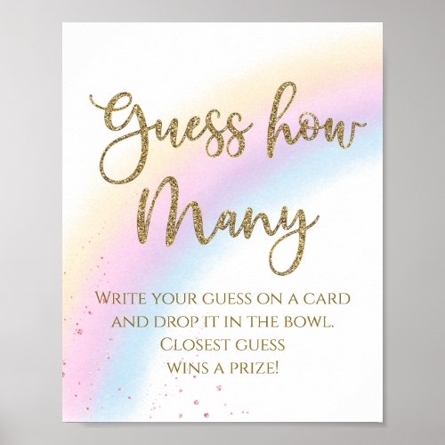 Pastrel Rainbow Guess How Many Baby Shower Game Poster