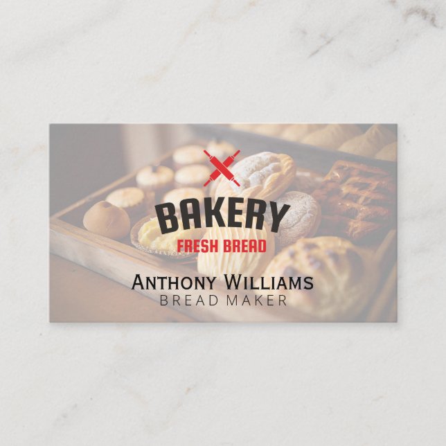 Pastries and Bread Assortment | Baker Business Card (Front)