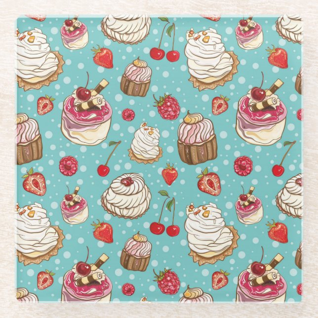 Pastries Glass Coaster (Front)
