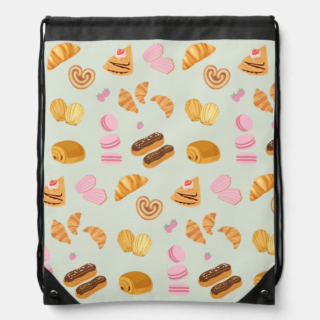 Pastries in Paris Drawstring Bag (Front)