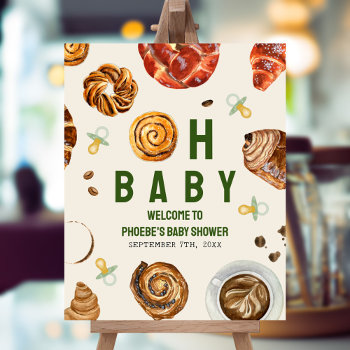 Pastries & Pacifiers Neutral Baby Shower Welcome Poster by JillsPaperie at Zazzle