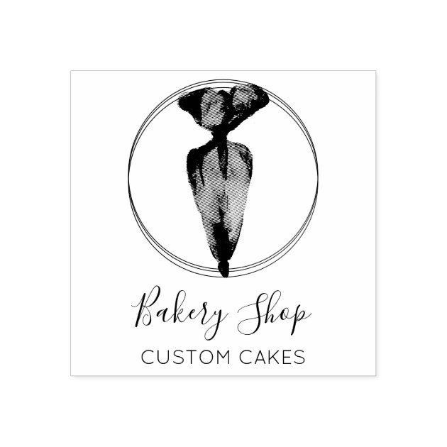 Pastry Bag Cake Business Bakery Rubber Stamp