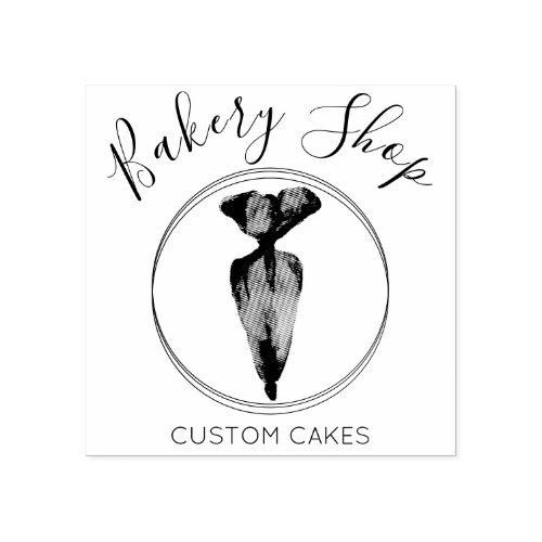 Pastry Bag Cake Business Bakery Rubber Stamp