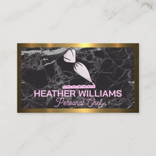 Pastry Bag  Icing Frosting  Marble  Gold Metal Business Card