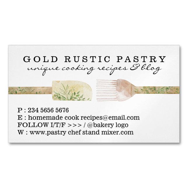 Pastry bakery chef Social Media Cook Blogger Business Card Magnet (Front)