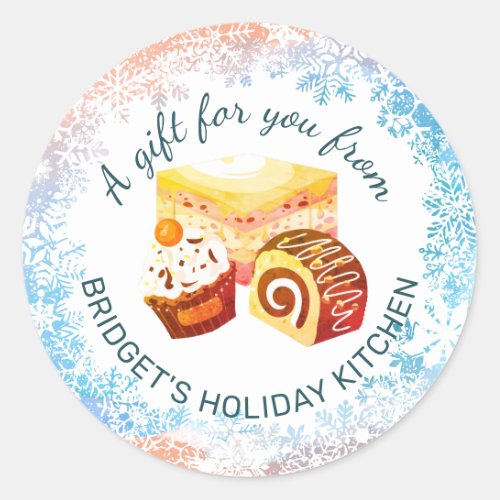 Pastry bakery Christmas baking personalized Classic Round Sticker