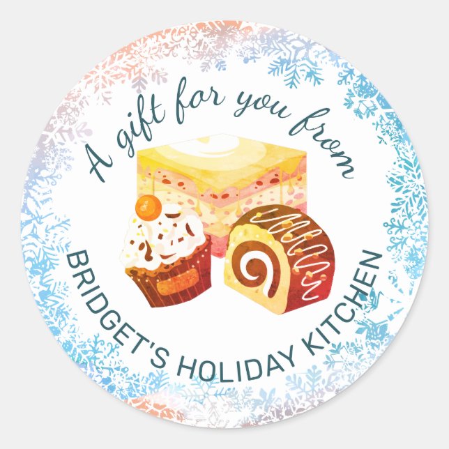 Pastry bakery Christmas baking personalized Classic Round Sticker (Front)