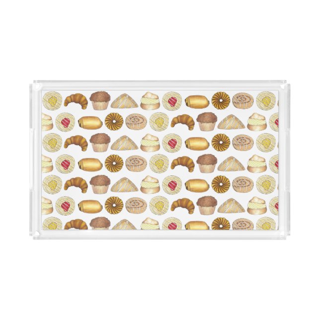 Pastry Bakery Croissant Danish Muffin Baked Goods Acrylic Tray (Front)