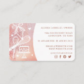 Pastry Bakery Whisk Glitter Rose Gold Pink Drips Business Card (Back)