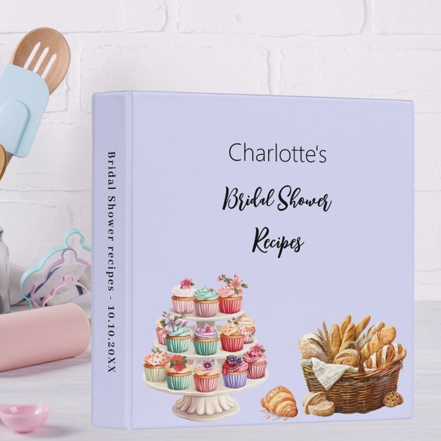 Pastry baking lavender Bridal Shower recipes 3 Ring Binder (Creator Uploaded)