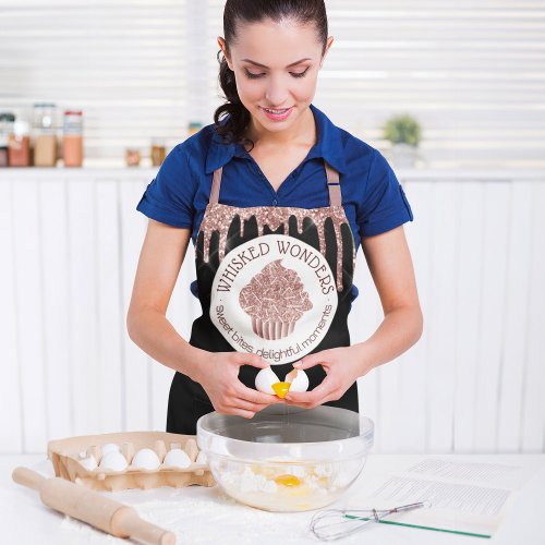 Pastry Cake Bakery Glitter Rose Gold Pink Drips Apron