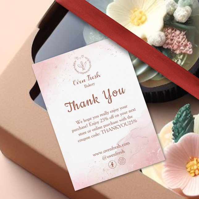 Pastry Cake Bakery Glitter Rose Gold Pink Drips Enclosure Card (Creator Uploaded)