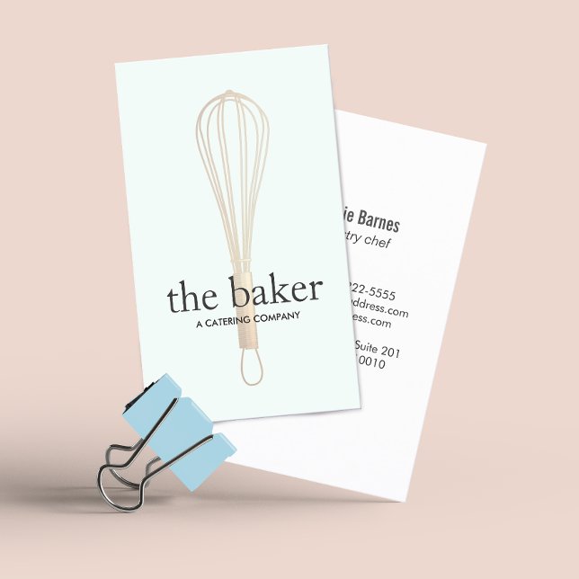 Pastry Chef Baker Whisk Logo Bakery Catering II Business Card (Creator Uploaded)