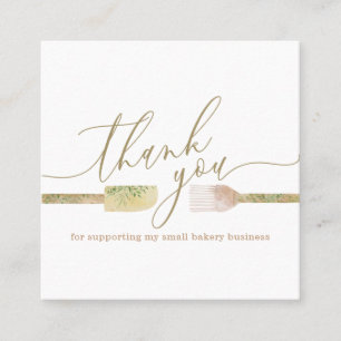 Pastry chef bakery catering thank you square business card