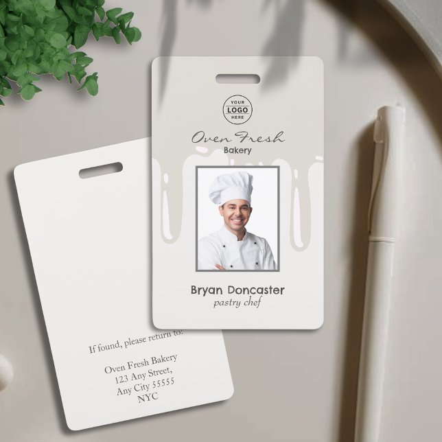 Pastry Chef Bakery Employee Photo Logo Gray Badge (Creator Uploaded)