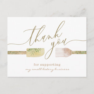 Pastry chef bakery logo thank you postcard