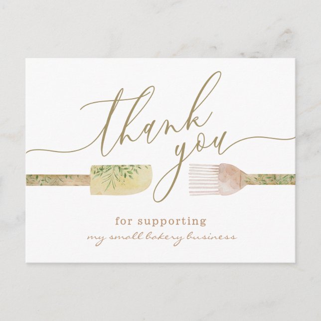Pastry chef bakery logo thank you postcard (Front)