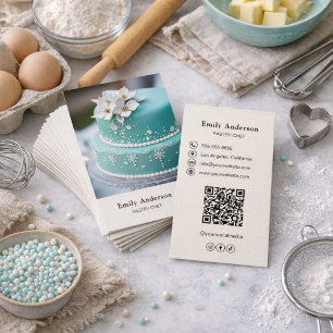 Pastry Chef Bakery Photo QR Code Business Card