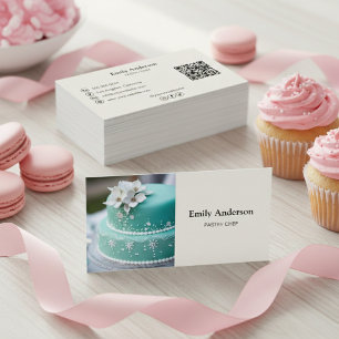 Pastry Chef Bakery Photo QR Code Business Card