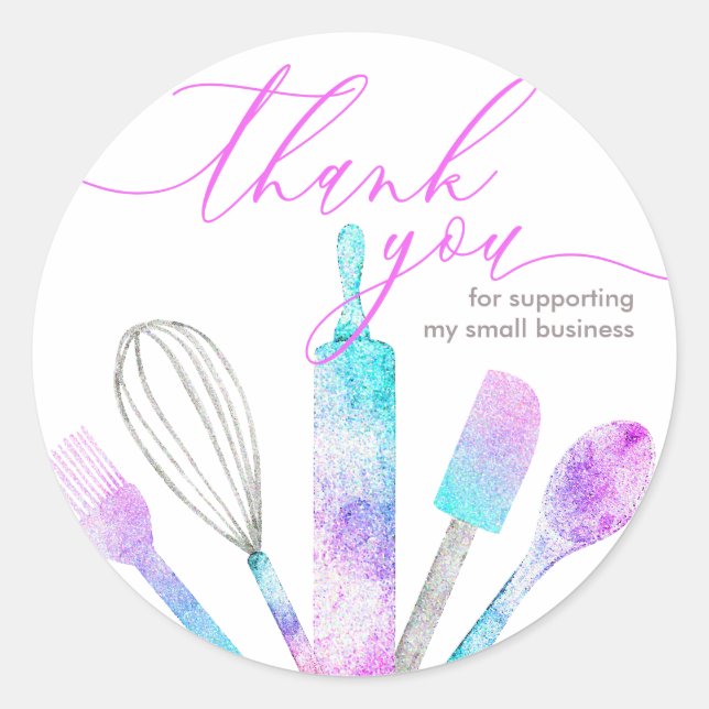 Pastry chef bakery utensils tools thank you classic round sticker (Front)
