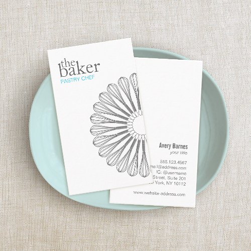 Pastry Chef Baking Whisk Modern Catering Business Card