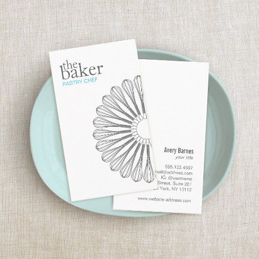 Customizable Pastry Chef Baking Whisk Modern Simple Business Cards