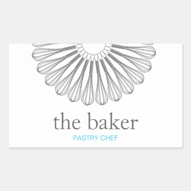 Pastry Chef Baking Whisk Modern Catering Rectangular Sticker (Front)
