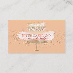 Pastry Chef Blush Pink Bakery Birthday Cake Business Card
