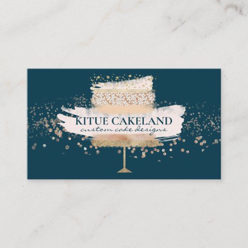 Pastry Chef Blush Pink Bakery Bridal Shower Cake Business Card