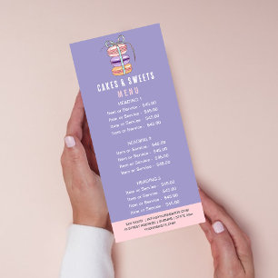 Pastry Chef Cakes & Sweets Macaron Price List Menu
