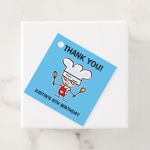 Pastry chef cartoon kids baking Birthday party Favor Tags