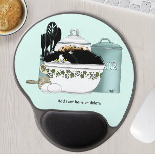 Pastry Chef Cat Blue Gel Mouse Pad