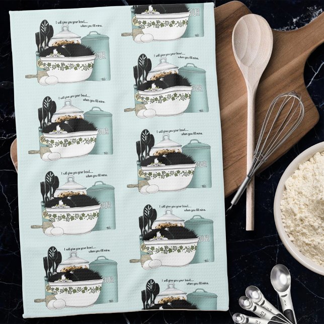 Pastry Chef Cat Blue Kitchen Towel (Creator Uploaded)