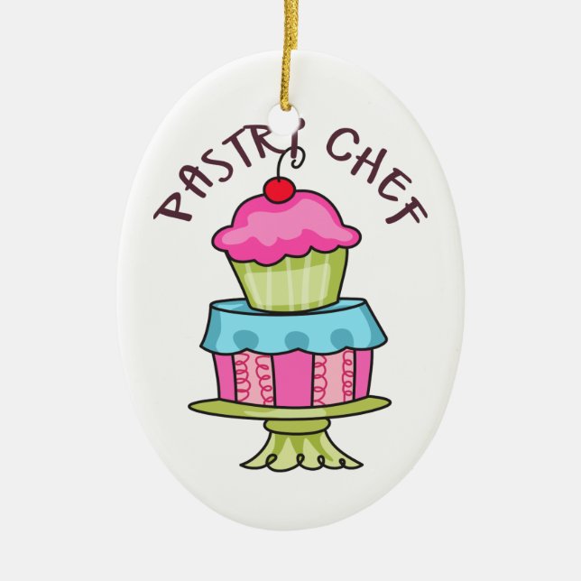 Pastry Chef Ceramic Ornament (Front)